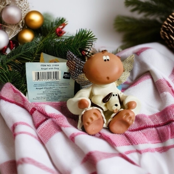 Russ Berrie Other - Vintage Russ Berrie Angel With Dog Figurine Angel Cheeks Figurine Statue